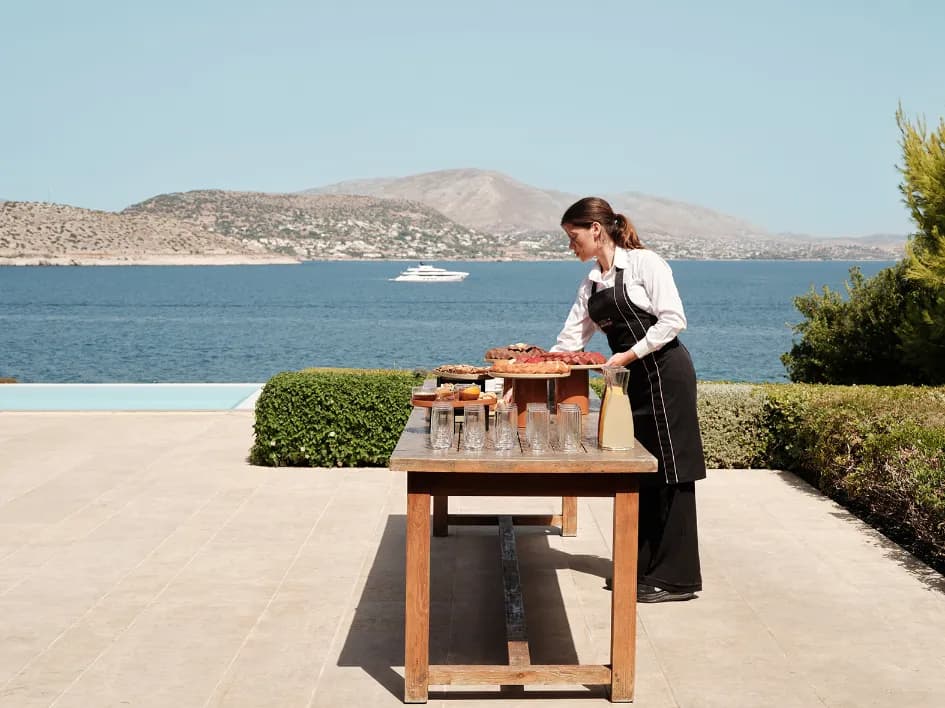 Business Villa breakfast service beside the sea