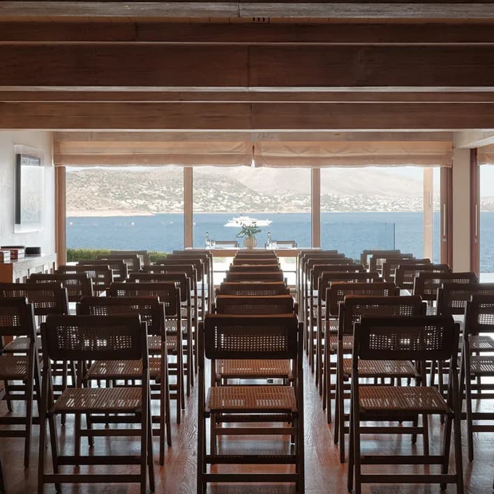 Business Villa meeting room opening onto the sea