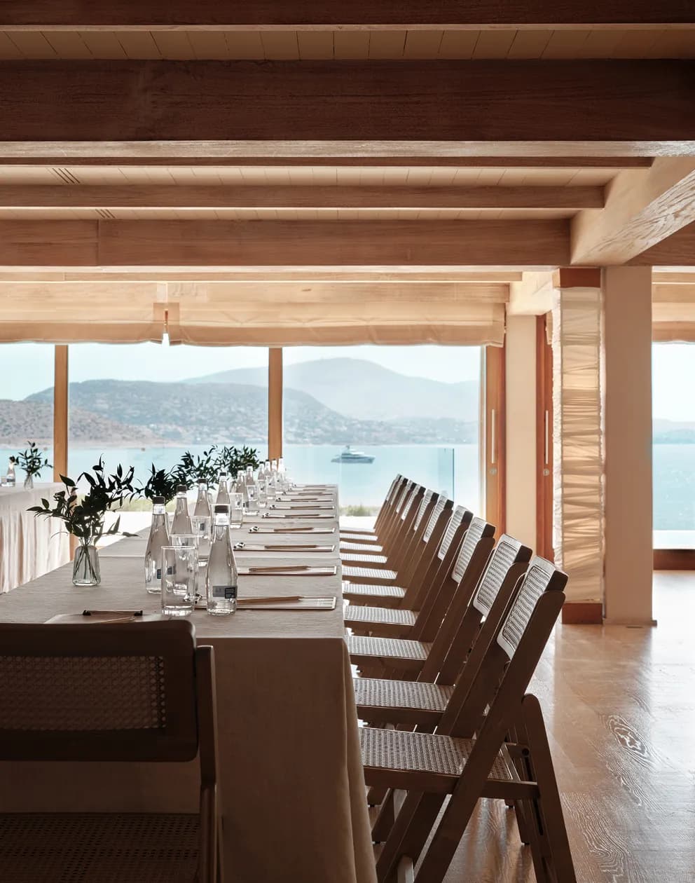 Business Villa conference table overlooking the water