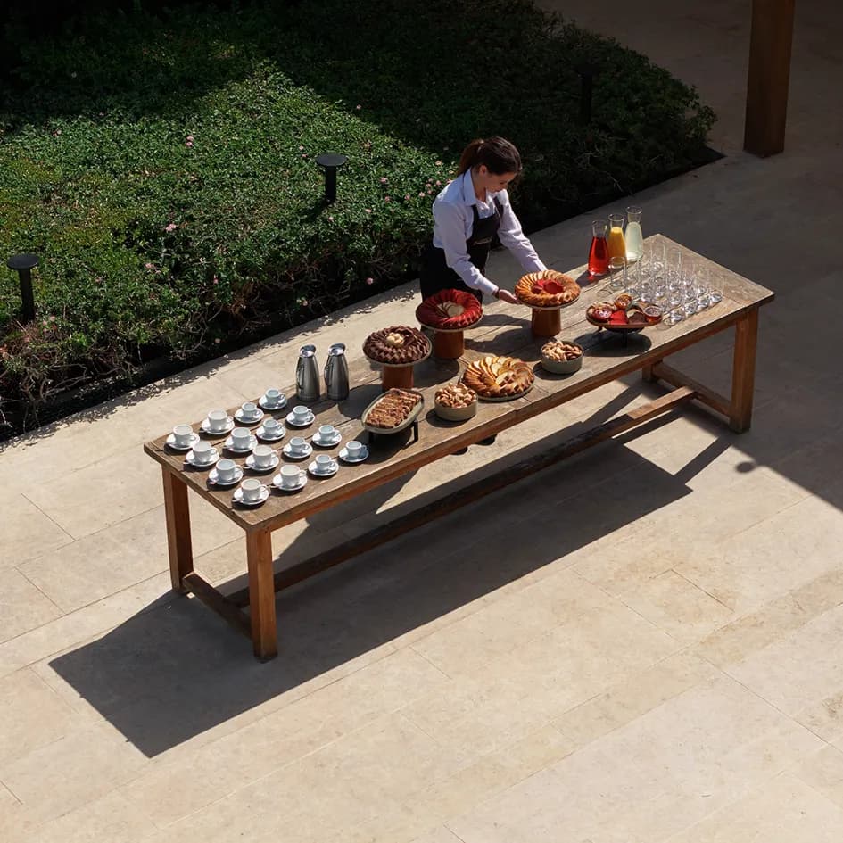 Breakfast buffet being prepared on the Business Villa terrace