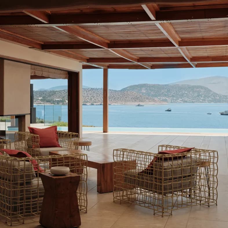 Private House shaded terrace facing the sea