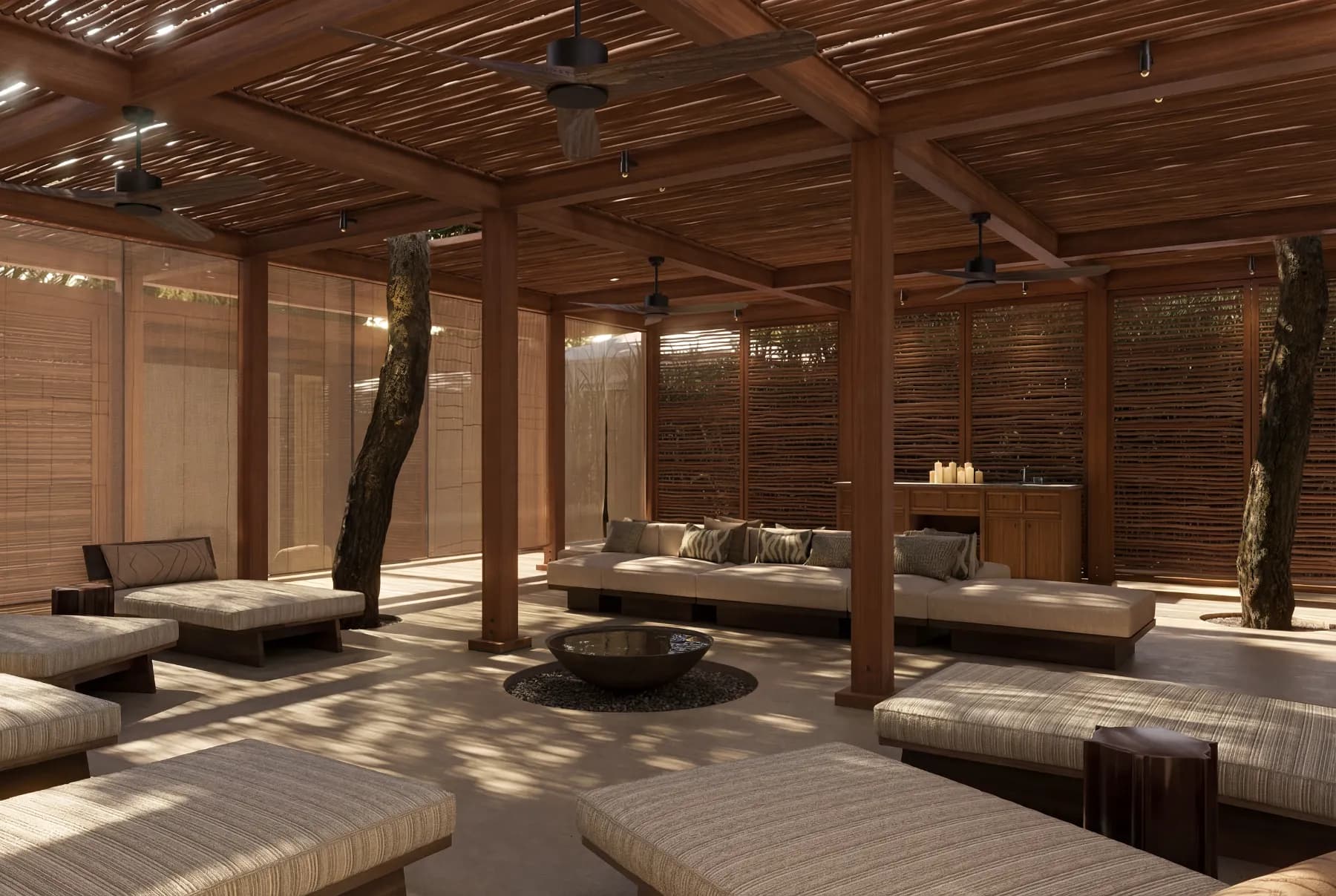 A landscaped path between The Cabanas